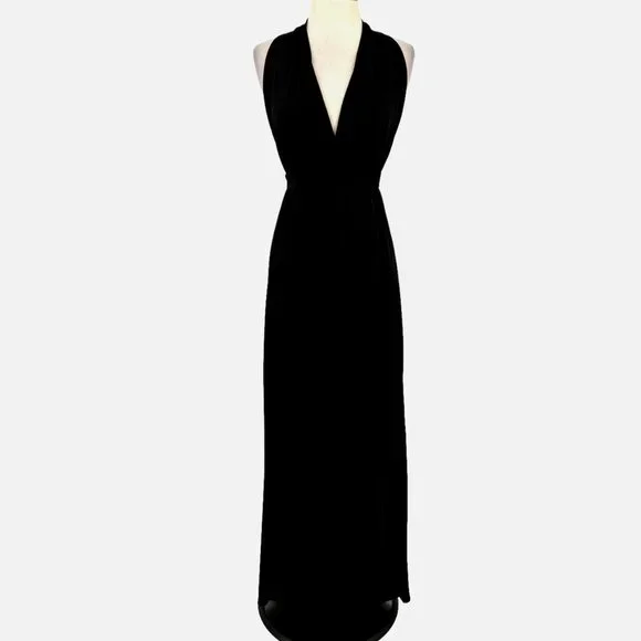 reformation black tie dresses Women's Black Jersey One-Shoulder Dress